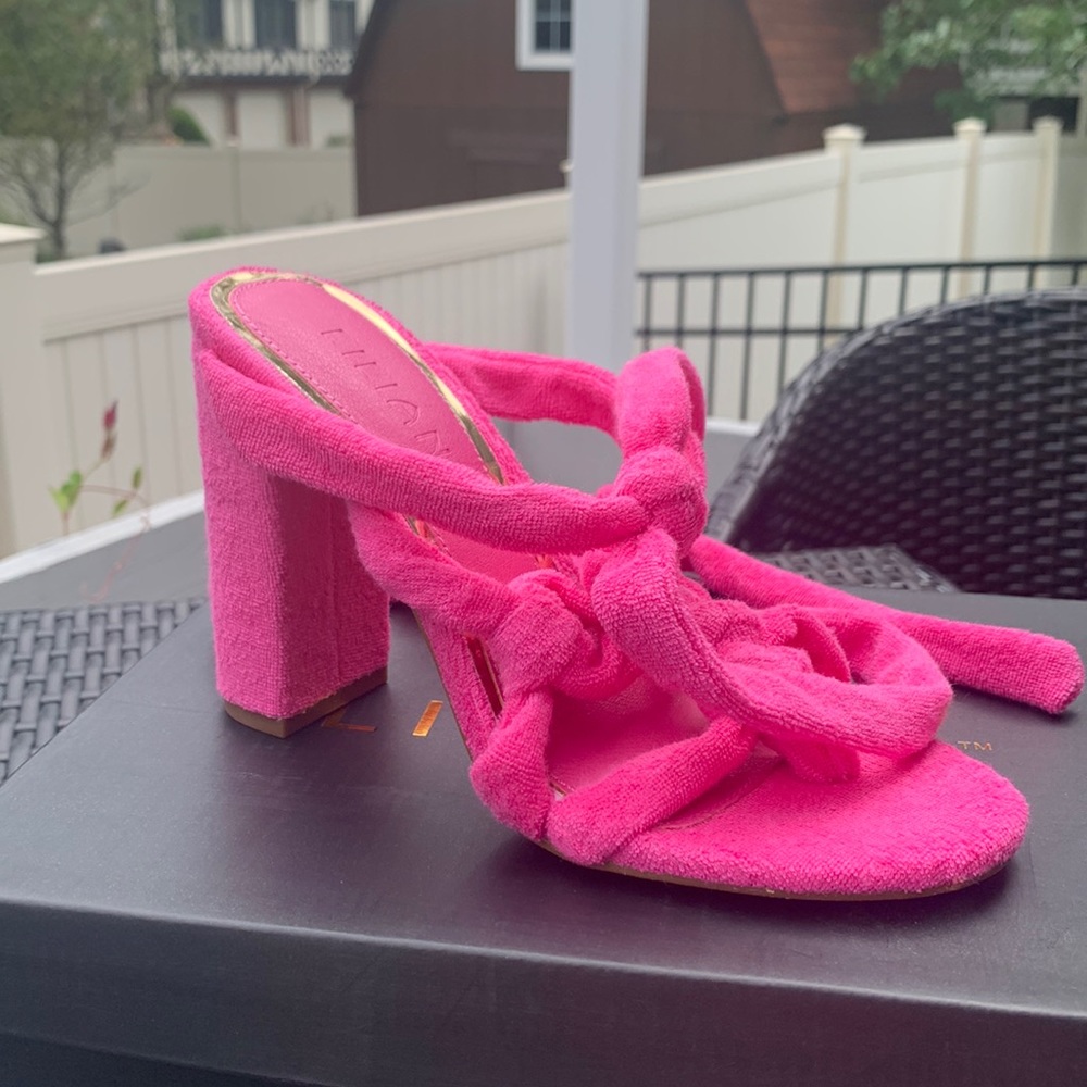 Hot Pink Cloth Lace-Up Heels